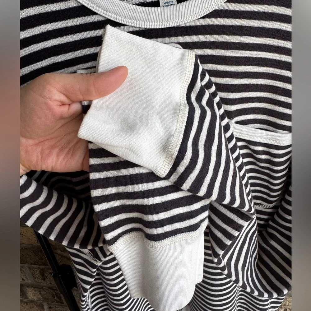 J.Crew Lightweight Sunfaded French Terry Sweatshirt in Stripe Size XL